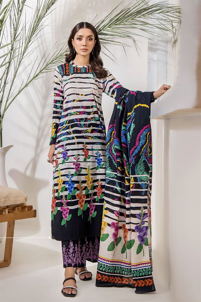 Amel Unstitched 3pc Collection - Intricate Patterns